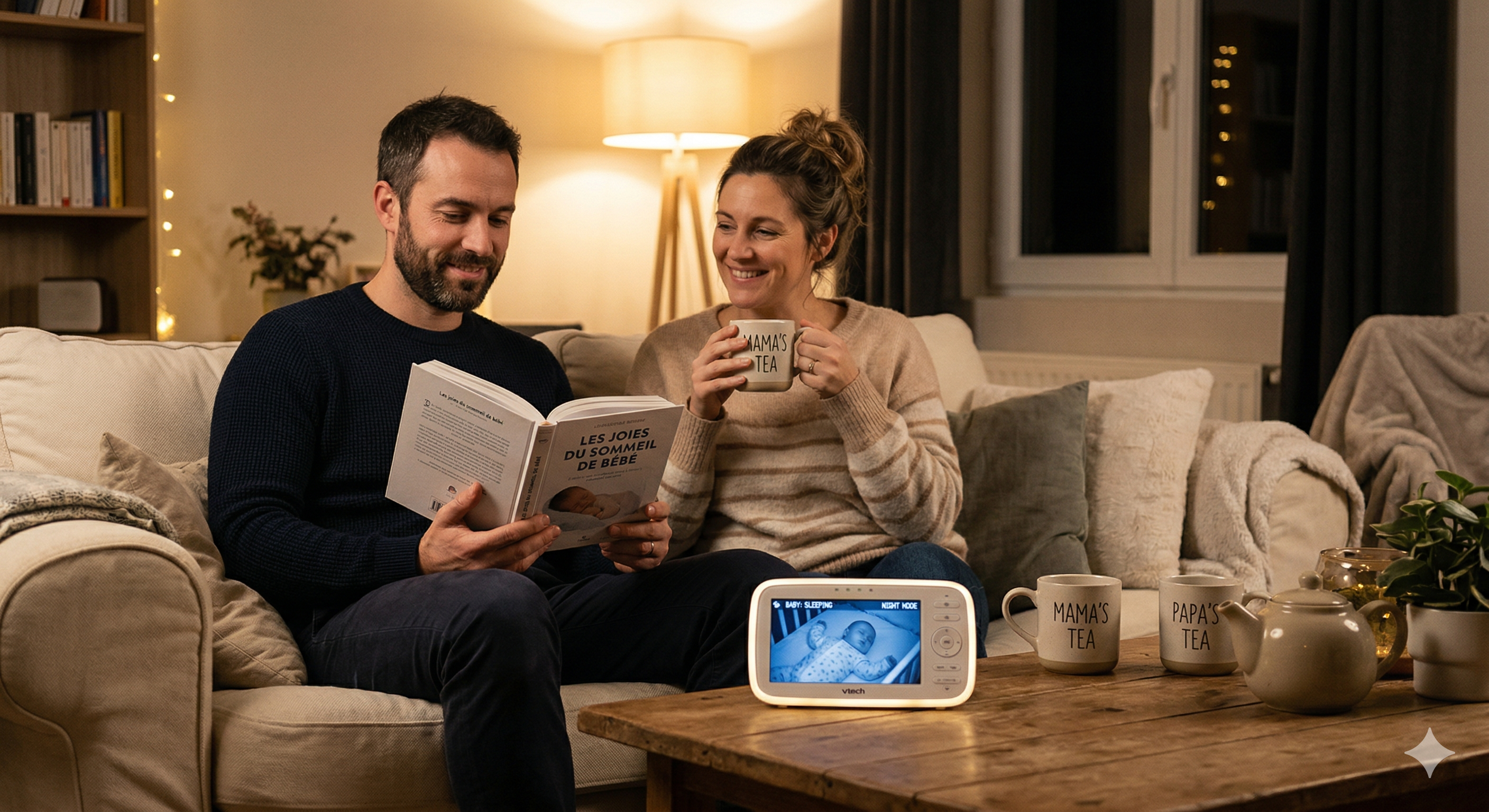 Parents observant leur bébé endormi